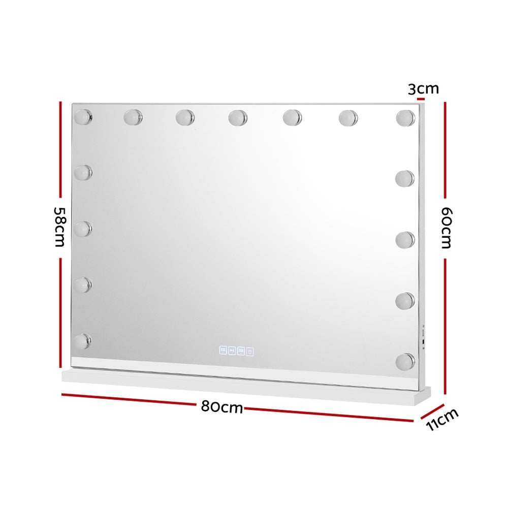 Large Hollywood Vanity with LED Light Bluetooth 80x58cm